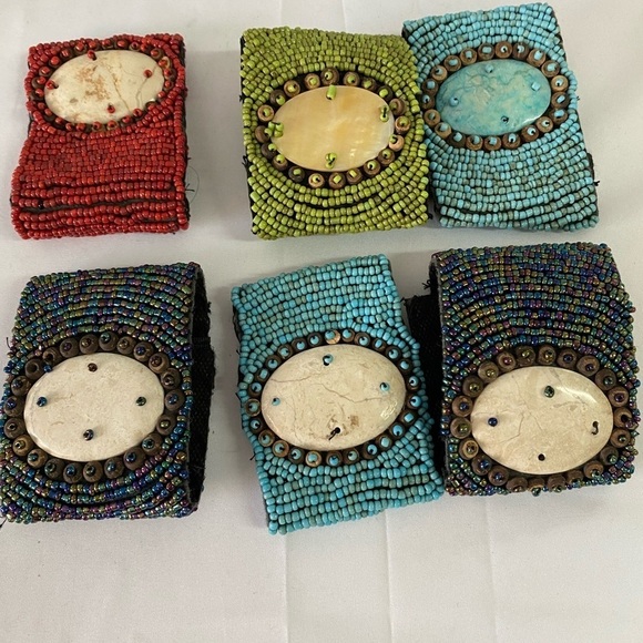 Hand Crafted Jewelry - Vintage Bead Wrap Bracelets (6) (EQ)